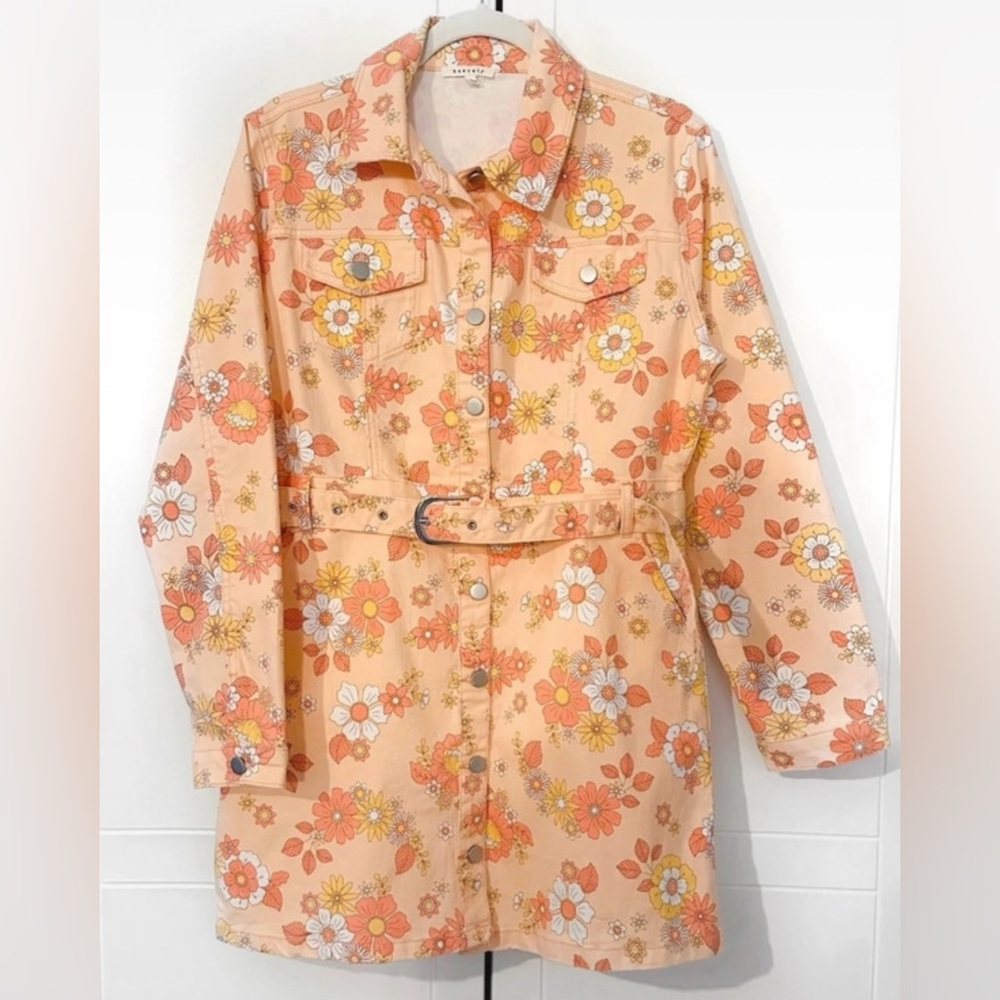 baevely peach retro groovy floral jacket / dress